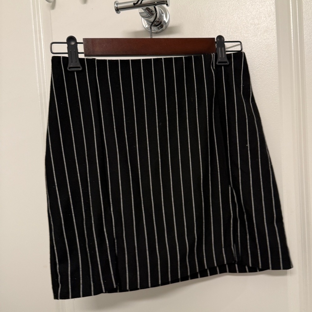 Divided Black and White Pinstripe Mini Skirt